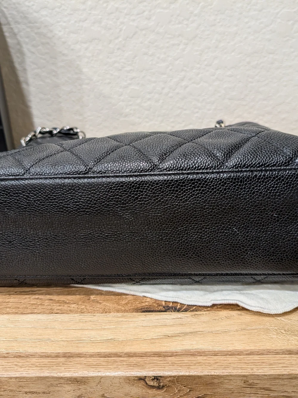 CHANEL Black Quilted Caviar Leather Tote with CC Turn-Lock